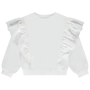 Sweat uni en molleton avec volants brodés pour fille 