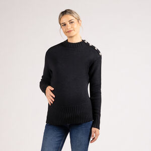 Pull en tricot uni avec boutons bijoux pour femme 