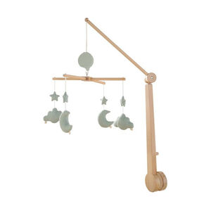 Mobile musical en bois lunes/nuages Uni sauge 