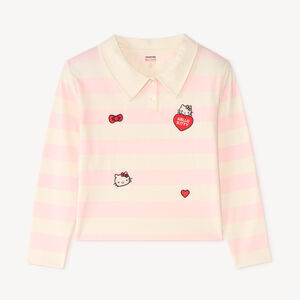 Polo fille à manches longues patch Hello Kitty 
