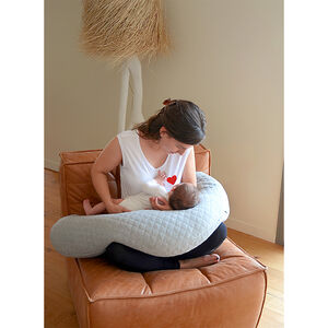 Coussin d'allaitement et de maternité Big Flopsy™ fleur de coton - Gris chiné 
