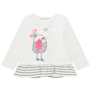 Tunique manches longues print oiseau pour bébé fille 