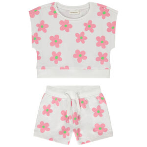 Ensemble 2 pièces en molleton imprimé fleurs pour fille 