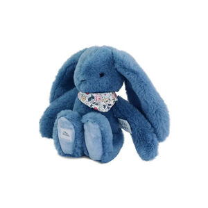 Petite peluche lapin fleurette bleu 25 cm 