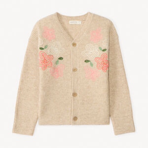 Gilet en tricot côtelé à fleurs pour fille 
