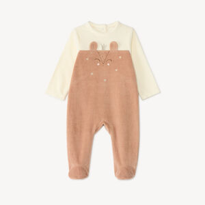 Dors-bien en velours bébé fille motif biche 