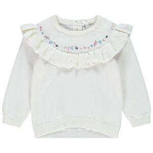 Pull volanté en tricot brodé pour bébé fille 