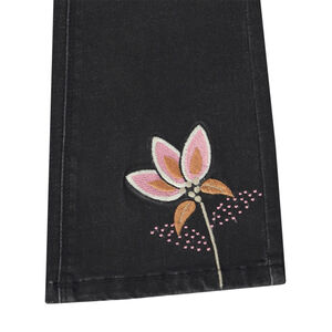 Jean trompette avec broderie fleur pour fille 