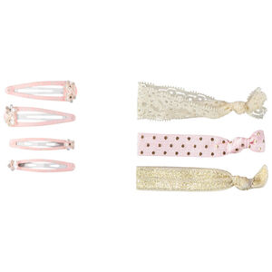 Lot de 4 barrettes + 3 élastiques fantaisie fille 