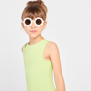 Robe sans manches en jersey côtelé uni fille 