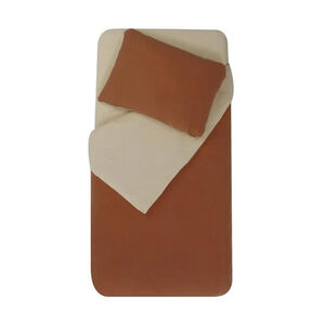 Parure de lit réversible 100 x 140 cm tomette/sable 