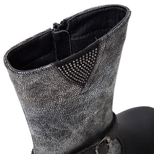 Bottes noires et argentées avec rivets et boucle à paillettes 