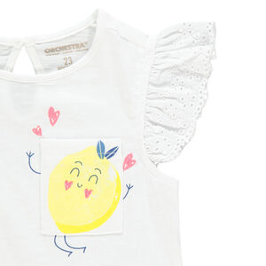 T-shirt à manches courtes volantées et poche imprimée 