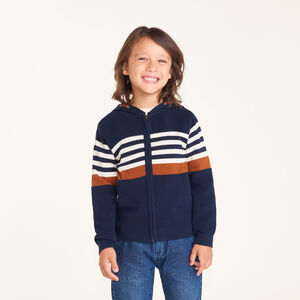 Gilet garçon à capuche en tricot 