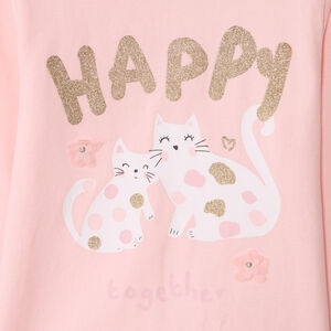 T-shirt manches longues uni à print fantaisie pour bébé fille  