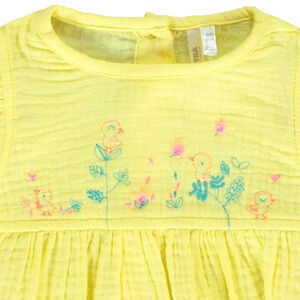 Ensemble en double gaze de coton tunique + bloomer imprimé poussin pour bébé fille 