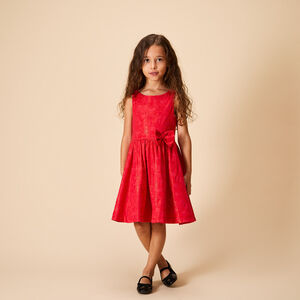 Robe de fête sans manches motifs jacquard irisés pour fille 