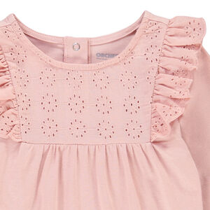 T-shirt manches longues à broderie anglaise en coton pour bébé fille 