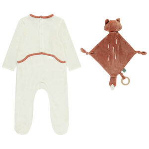 Dors-bien en velours + doudou renard assorti avec ouvertures différentes selon l'âge 