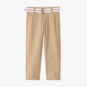 Pantalon droit en toile avec ceinture pour garçon 