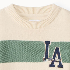 Pull en tricot fantaisie rayé avec patch pour garçon 