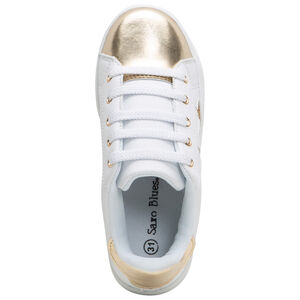 Baskets basses avec empiècements dorés et étoiles pailletées 