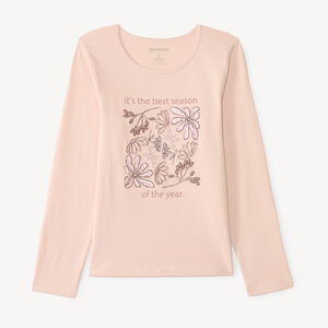 T-shirt manches longues fille print à sequins fantaisie 