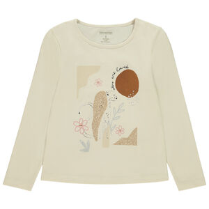 T-shirt manches longues uni avec print fantaisie pour fille 