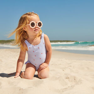 Maillot de bain 1 pièce rayé et imprimé cerises pour bébé fille 