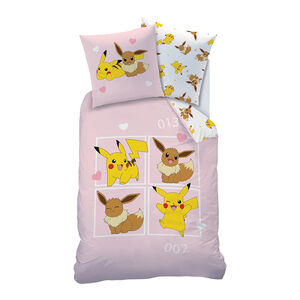 Parure de lit 140x200 cm imprimé Pokémon et Evoli 