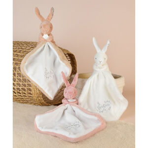 Doudou Lapin mouchoir 10cm Rose 