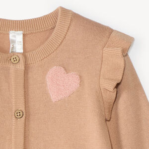 Gilet bébé fille en tricot motif fantaisie avec patch bouclette 