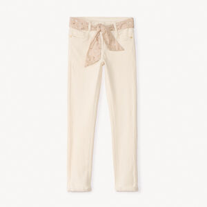 Jean slim avec ceinture imprimée à nouer pour fille 