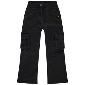 Jean en toile forme trompette et style cargo pour fille  