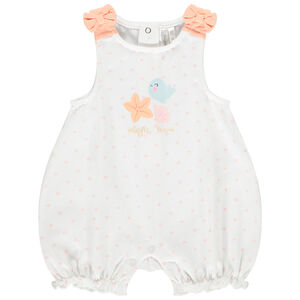 Combishort sans manches imprimé pois à nœuds pour bébé fille 