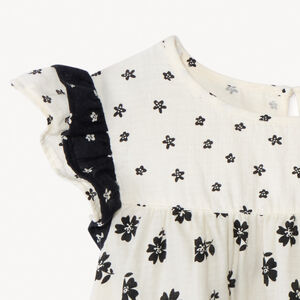 Tunique manches courtes en gaze imprimé fleurs pour fille 