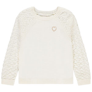 Pull manches longues uni en tricot fantaisie fille 