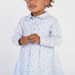 Robe manches longues rayée et imprimée fleurs pour bébé fille 