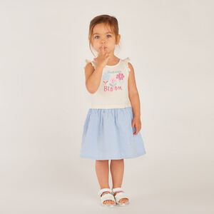 Robe débardeur 2-en-1 print fantaisie et jupe à rayures pour bébé fille 