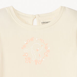 T-shirt manches courtes uni print lapin pour bébé fille 