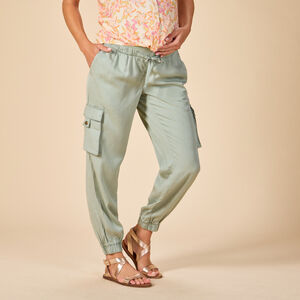 Pantalon de grossesse uni à poches cargo et bandeau haut  