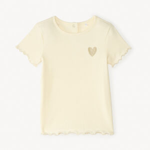 T-shirt manches courtes avec broderie cœur dorée pour fille 