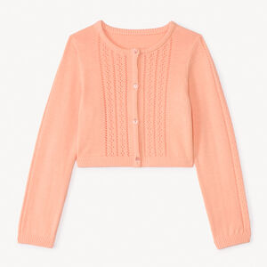 Gilet manches longues en tricot fantaisie uni pour fille 