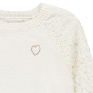 Pull manches longues uni en tricot fantaisie fille 