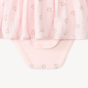 Robe manches longues bébé fille effet 2 en 1 avec body intégré 