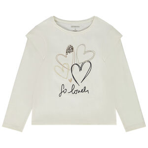 T-shirt manches longues print cœurs pour fille 