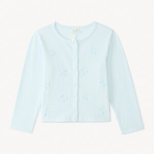 Gilet à manches longues avec broderie cerise pour bébé fille 