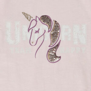 T-shirt manches courtes print en sequins magiques pour fille 