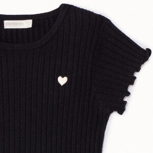 Pull manches courtes en tricot avec broderie pour fille 