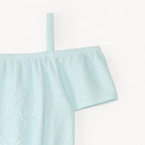 Combinaison épaules dénudées broderie cœur fille 